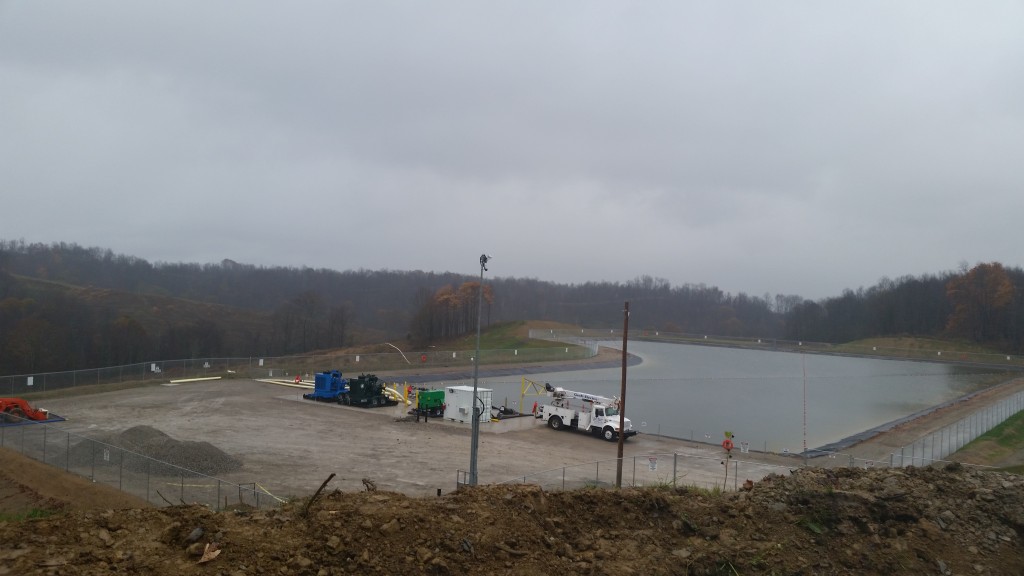 Ohio's first open pit toxic and radioactve frack waste impoundment pond; one of the 23 plus waste facilities allowed to operate without regulations - Consol Energy on Cowgill Rd., Noble County